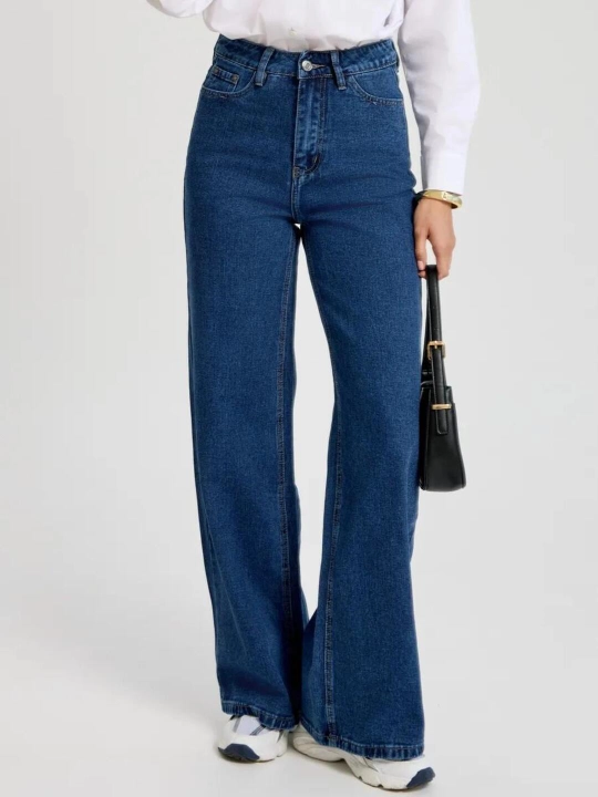 Ayollar wide leg jinsilar, denim shimlar, truba, palatso - 