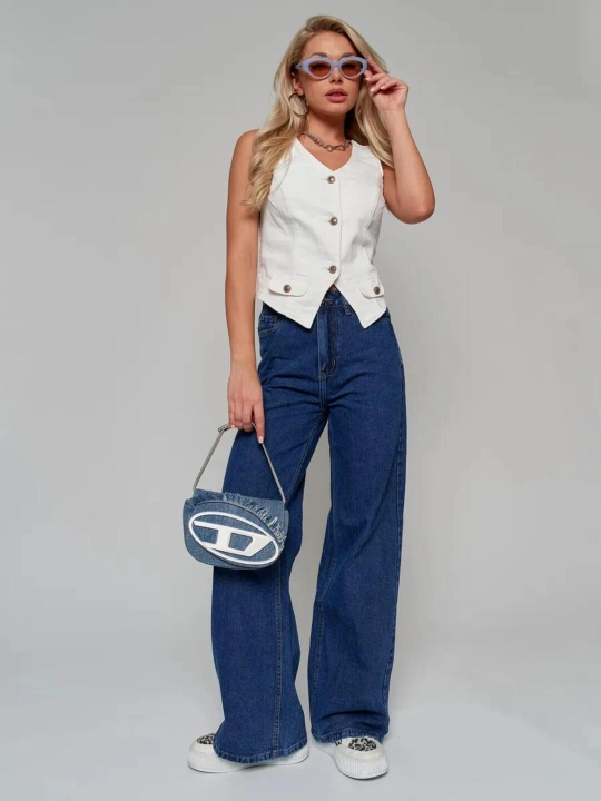 Ayollar wide leg jinsilar, denim shimlar, truba, palatso