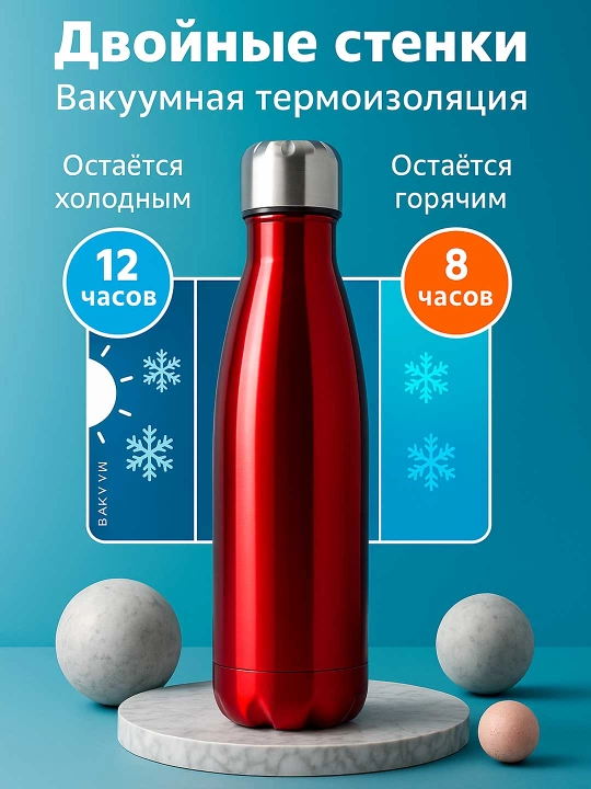 500 ml va 750 ml zanglamaydigan po‘latdan termos idish - Issiq va sovuqni 12 soat saqlaydi