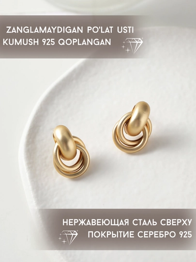 Женские серьги-гвоздики из нержавеющей медицинской стали | золотистые | в стиле минимализм — SINSACC-ZOLOT