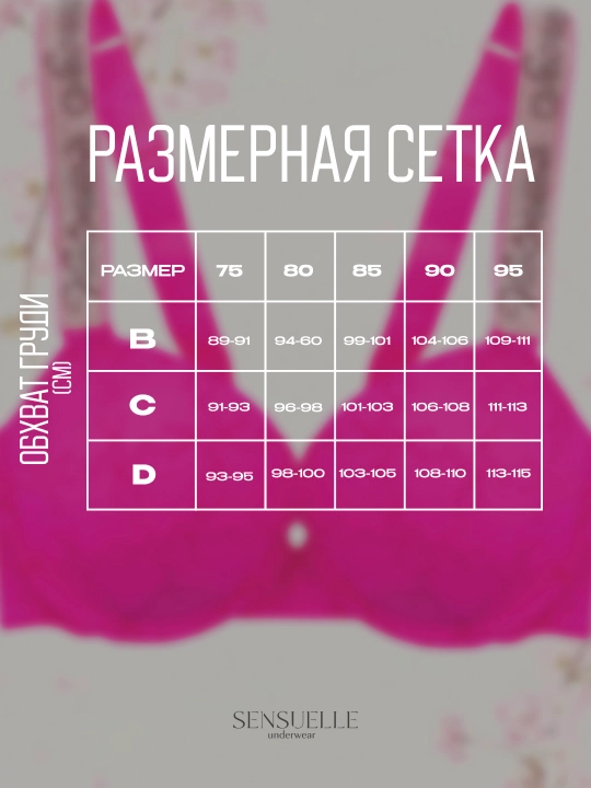 Ayollar ichki kiyimlari to‘plami, to‘r, byustgalter va trusik, Push-up B va C chashka
