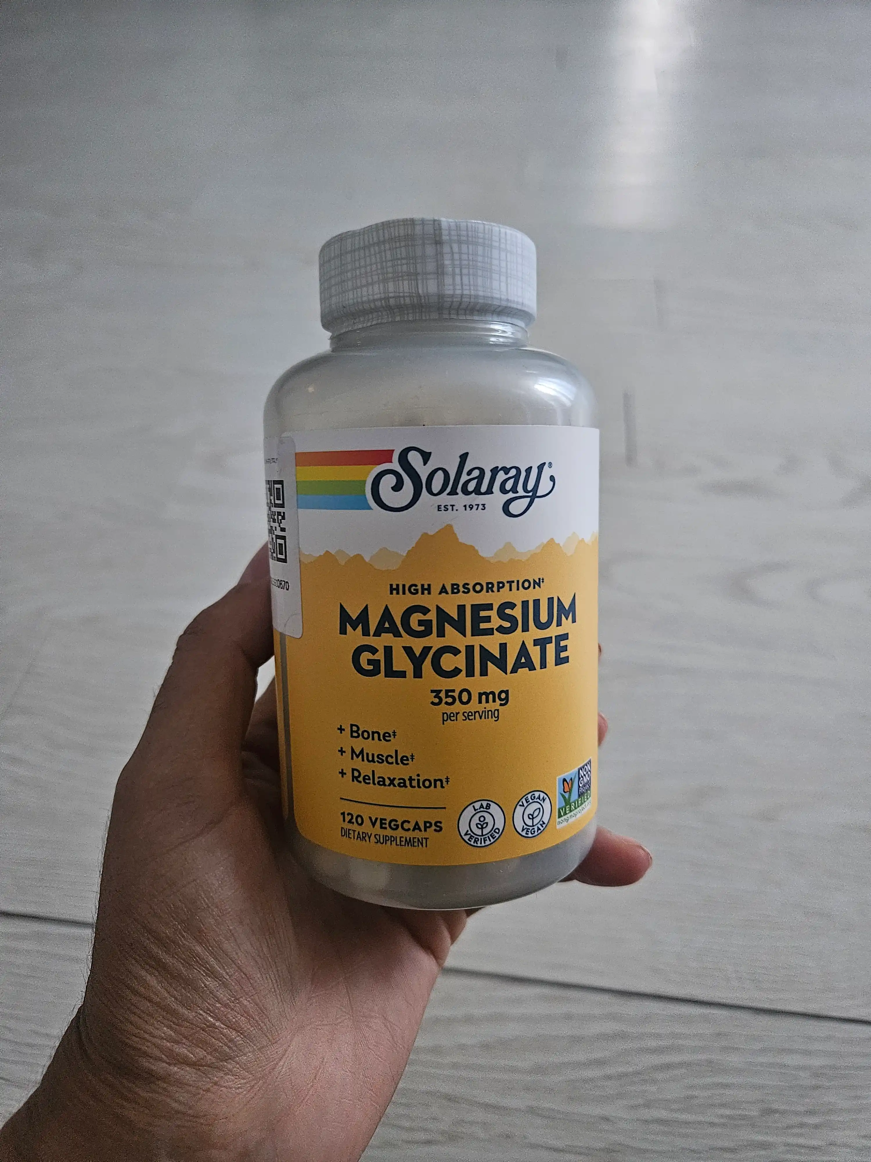 Solaray, Yuqori o‘zlashuvchan magniy glitsinat, AQSH 350 mg, 120 ta o‘simlik kapsulasi