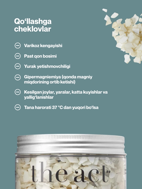Magniyli vanna tuzi The Act, bo‘shashtiradi, tozalaydi, toksinlarni chiqaradi, 400 g
