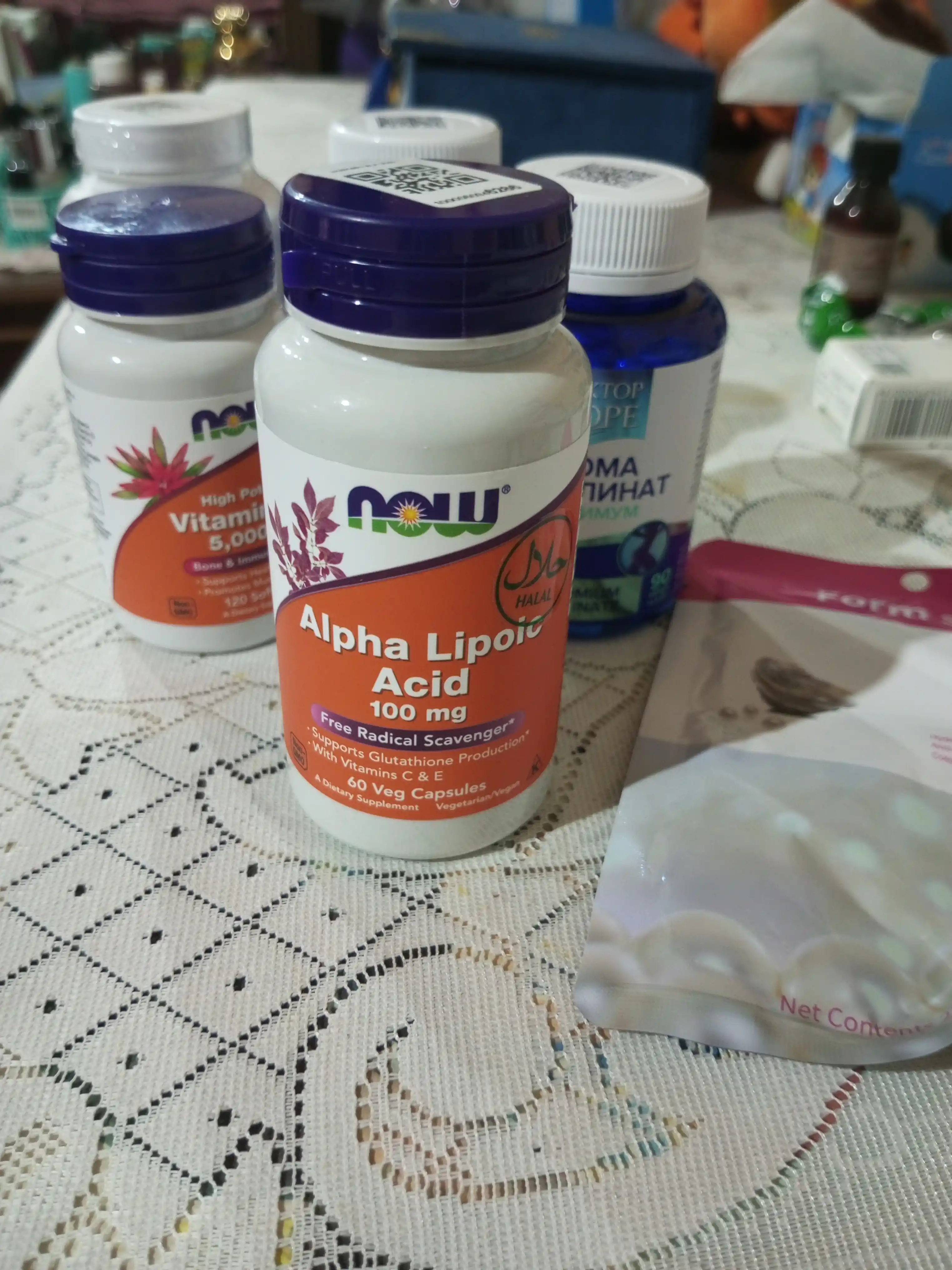 Now Foods, Alfa lipoik kislotasi, 100 mg kapsulalarda