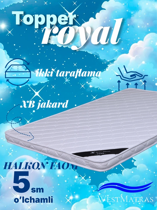 Topper Royal Halkon WestMatras – matras uchun qoplama namatrasnik (5 sm) - 