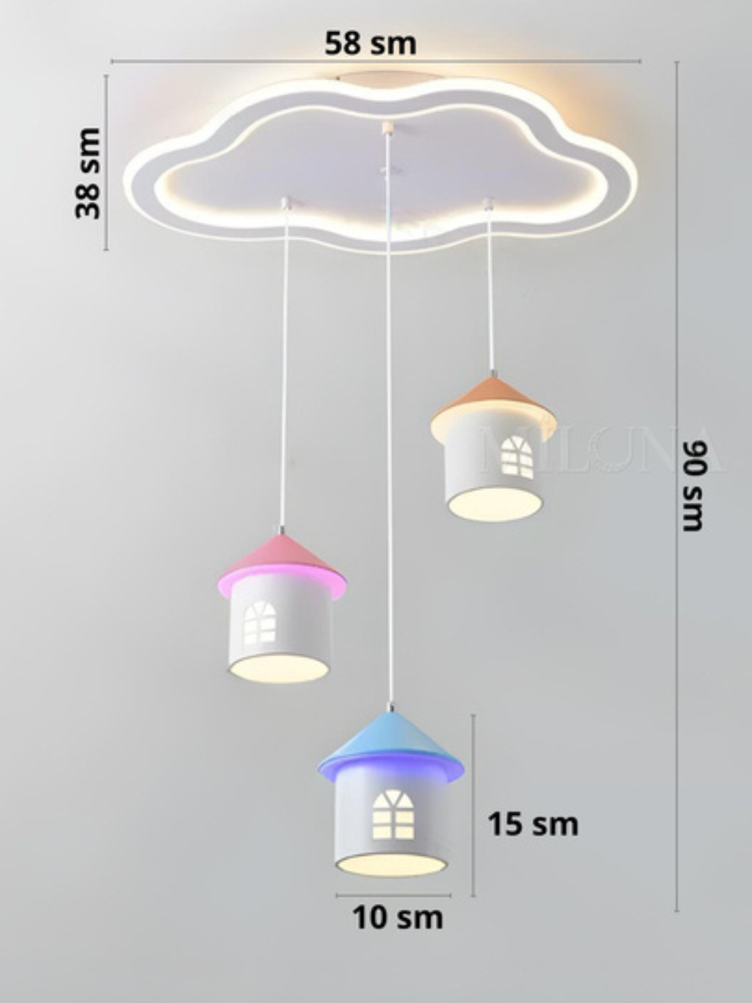 Lyustra Led, 3xil yoritish rejimli, balandligi sozlanadi, svetodiodli,bolalar xonasi uchun