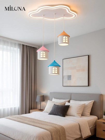 Lyustra Led, 3xil yoritish rejimli, balandligi sozlanadi, svetodiodli,bolalar xonasi uchun