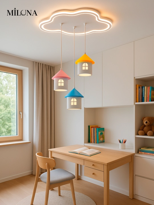 Lyustra Led, 3xil yoritish rejimli, balandligi sozlanadi, svetodiodli,bolalar xonasi uchun