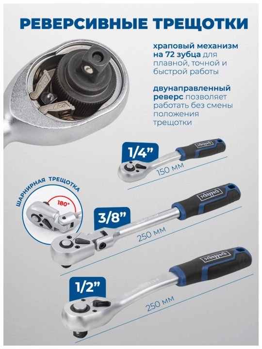 Набор инструментов Scheppach, ключей, от 82 до 202 предметов в кейсе