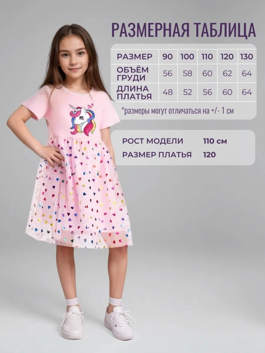Детское нарядное платье для девочек, с принтом единорог, рост 90–140 см
