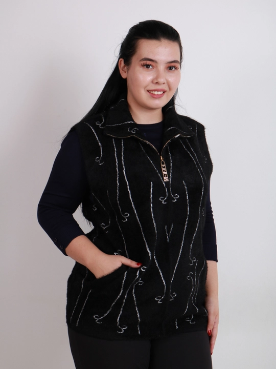Naqshli zamokli issiq ayollar nimchasi, yengsiz, qora