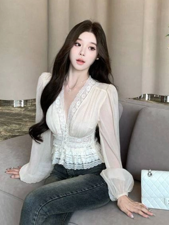 Kofta oq, maktab, ofis va o'qish uchun oq bluzka, 3XL gacha