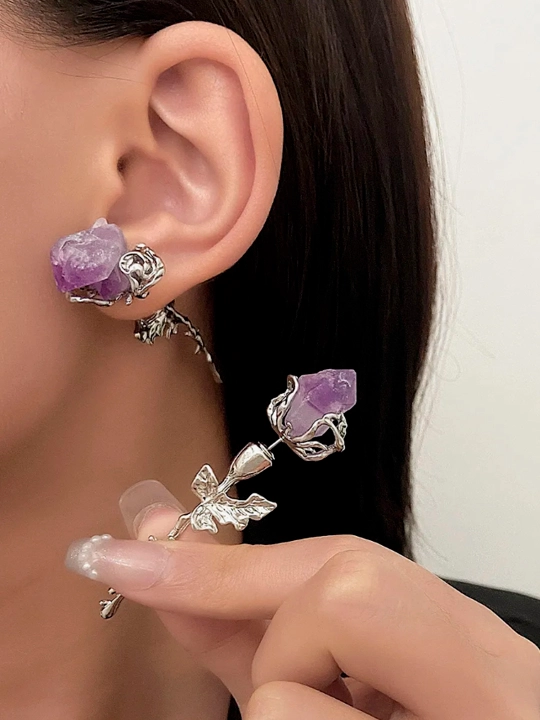 Серьги женские, круглые, со стразами