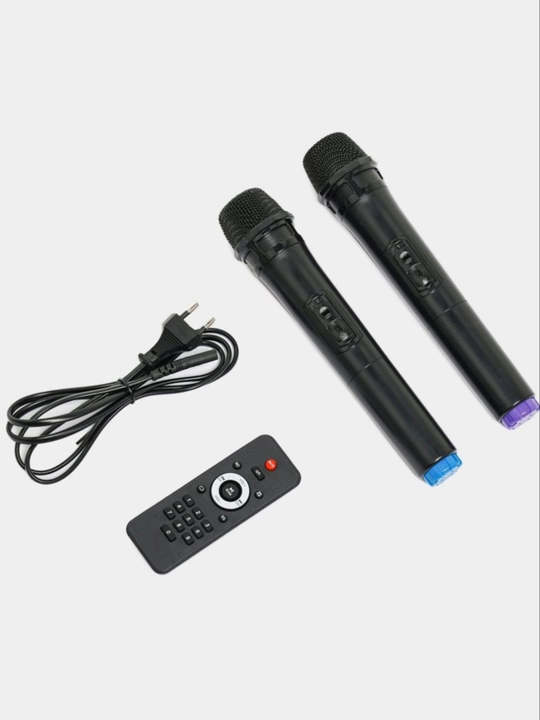 2 ta karaoke mikrofoni va RGB yoritgichlari bo‘lgan ZQS8213 katta akustik tizimi