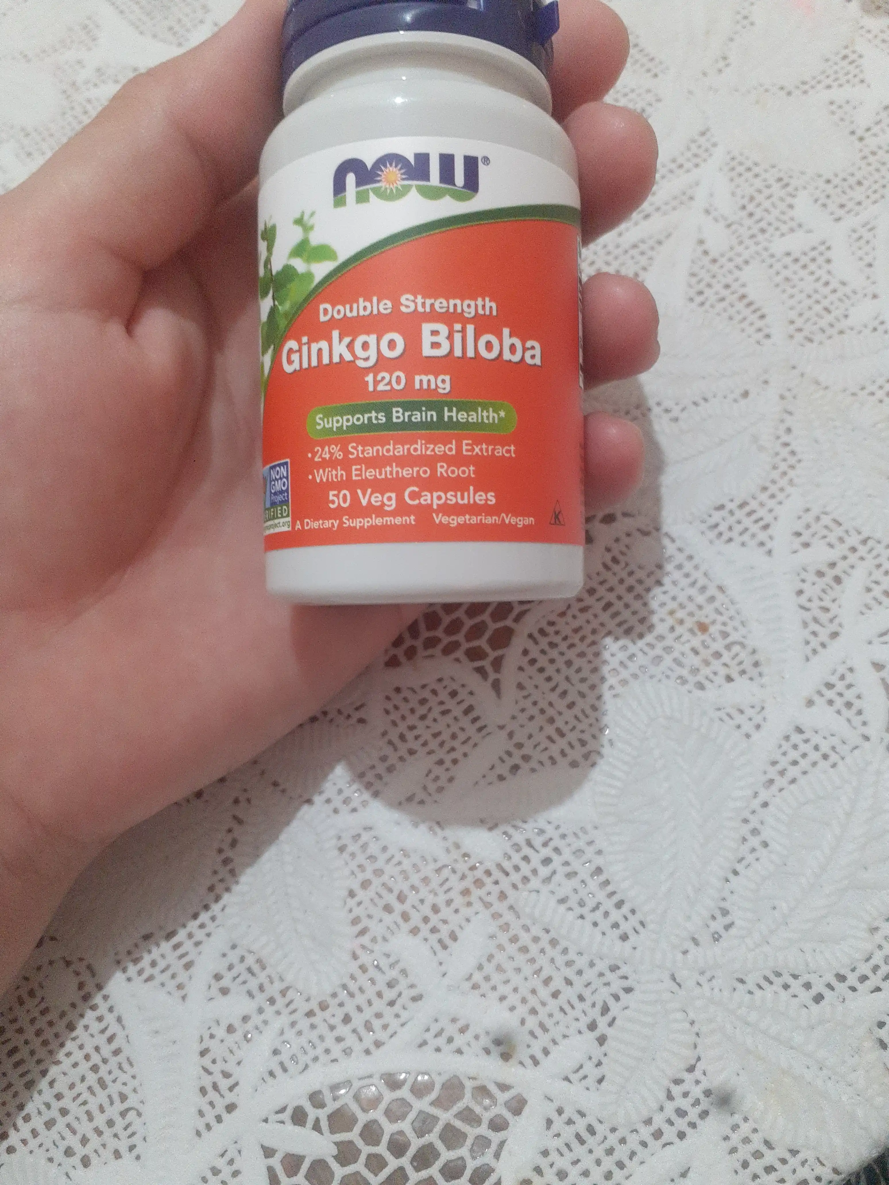 Гинкго Билоба NOW Supplements, 120 мг, 50 вегетарианских капсул Халяль
