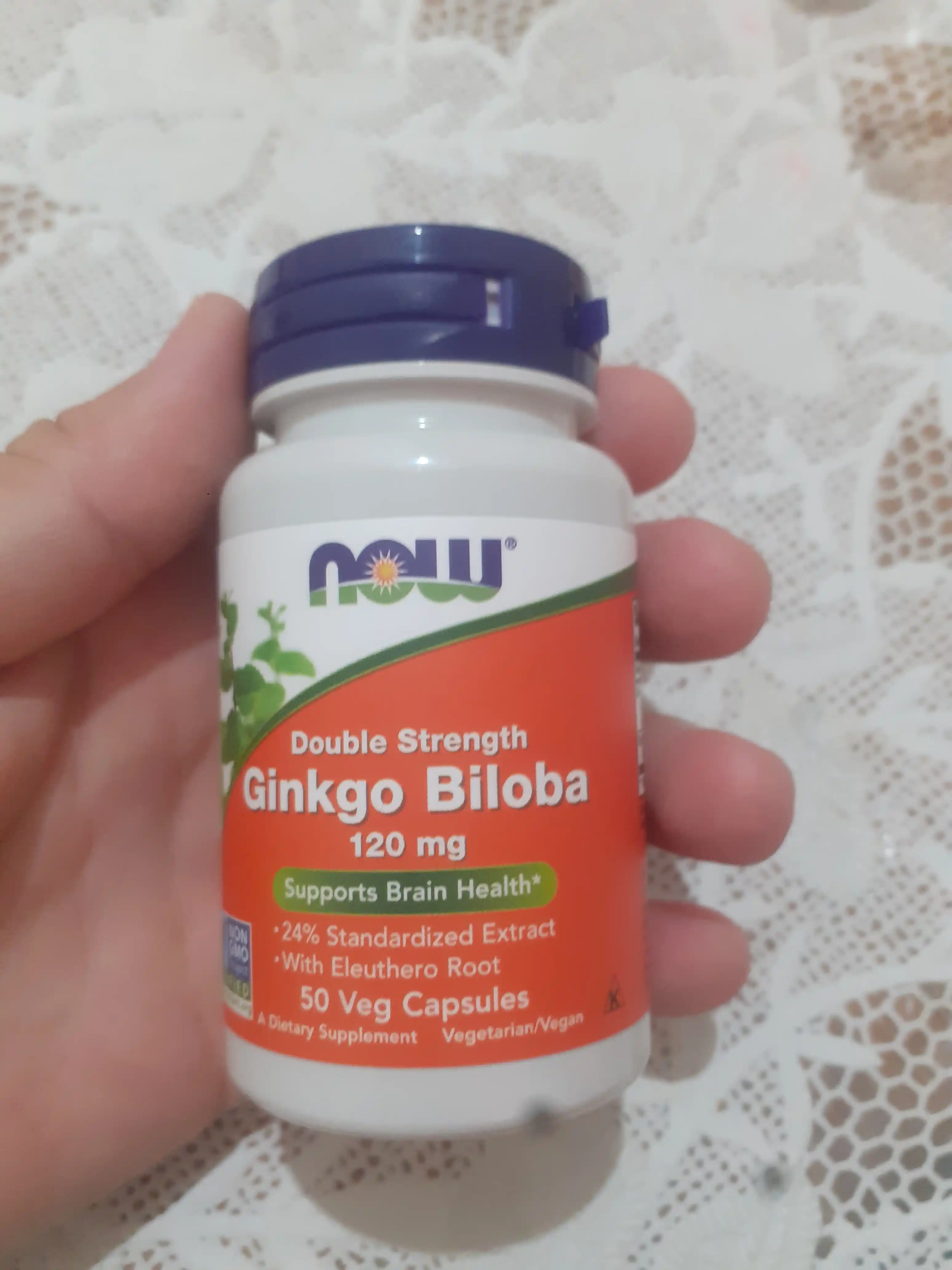 Гинкго Билоба NOW Supplements, 120 мг, 50 вегетарианских капсул Халяль