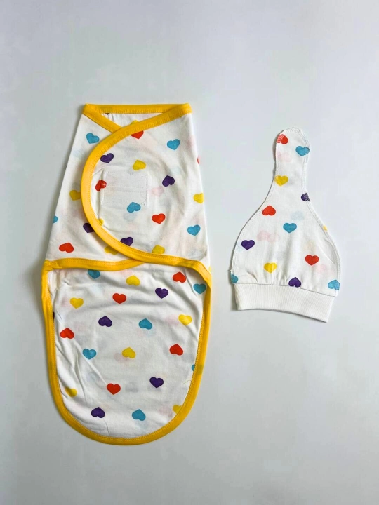 Кокон + шапка для новорождённых, 0-3 месяцев, стандарт, интерлок