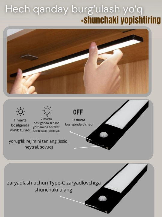 Harakat sensoriga ega LED yoritgich, simsiz, LED, sensorli