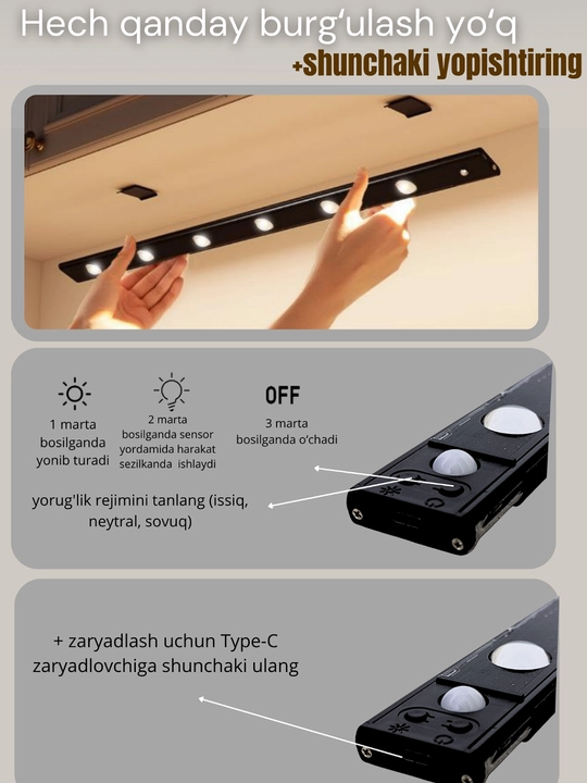 Harakat sensoriga ega LED yoritgich, simsiz, LED, sensorli