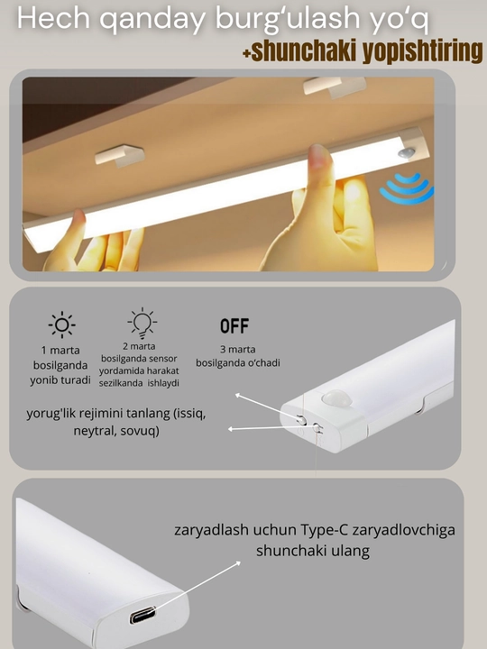 Harakat sensoriga ega LED yoritgich, simsiz, LED, sensorli