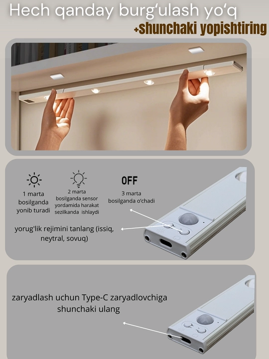 Harakat sensoriga ega LED yoritgich, simsiz, LED, sensorli