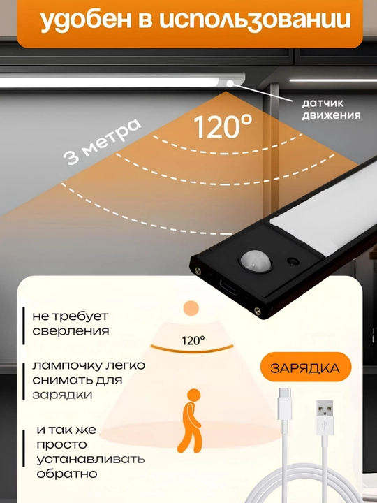 Harakat sensoriga ega LED yoritgich, simsiz, LED, sensorli
