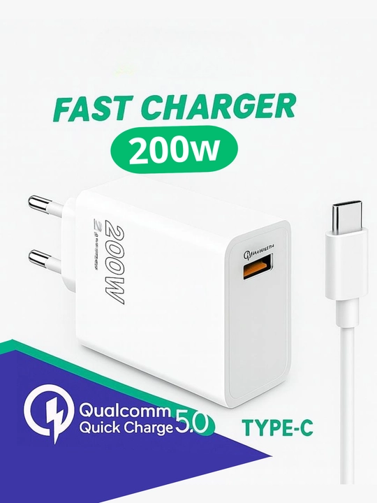USB Type-C kabeli bilan 200 Vt tez quvvatlash adapteri - 