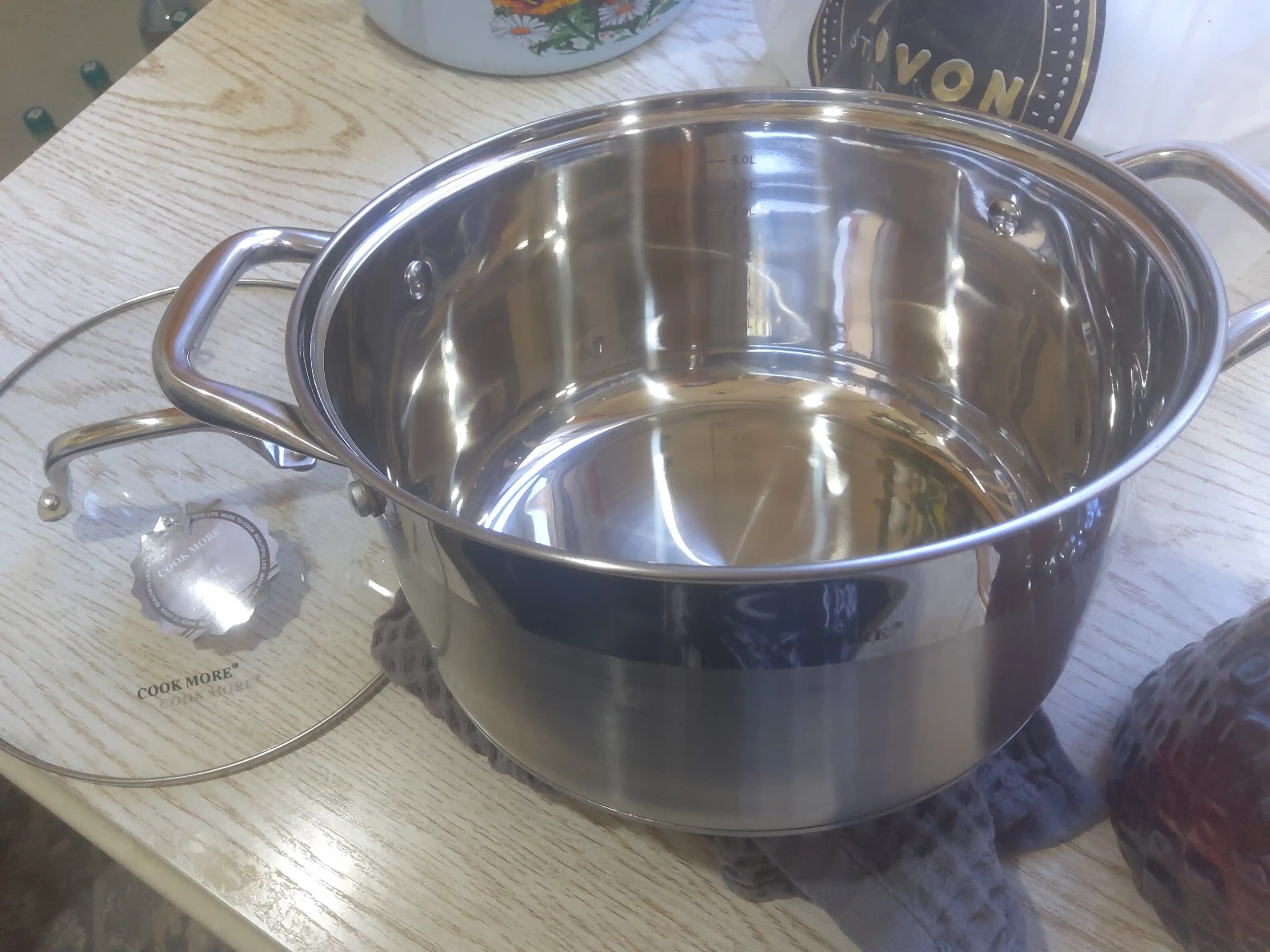 Кастрюля нержавеющая COOK MORE с крышкой, для индукции, 3.6–4.7-6.1-7.7-9.5 л