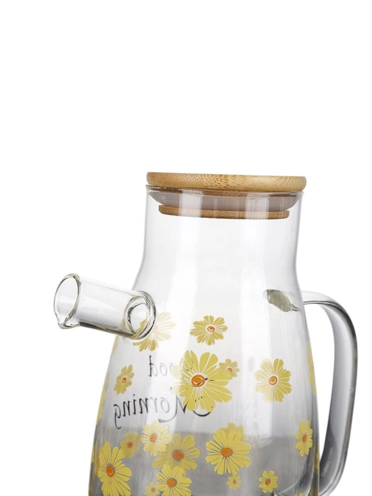 Grafin yog‘ va sirka uchun shisha idish, bambuk qopqoqli shisha idish, 500 ml, 1 litr