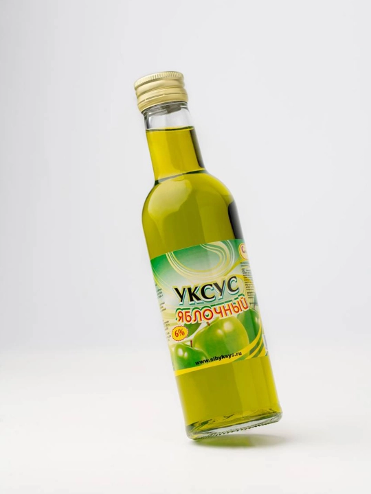 Уксус яблочный 6% зел.в стеклянных бутылках по 250мл - 