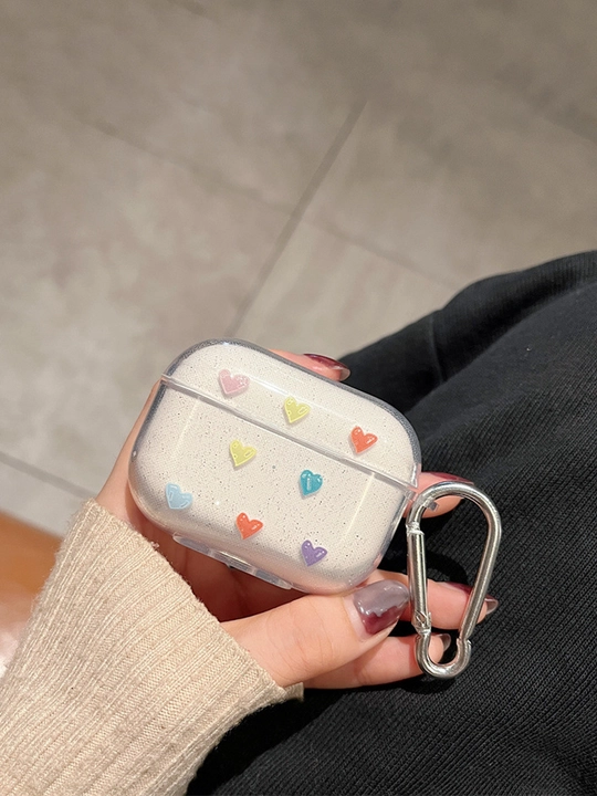 AirPods 1, 2 / Pro, 3, 4 simsiz quloqchinlar uchun g'ilof, yurak nashri bilan