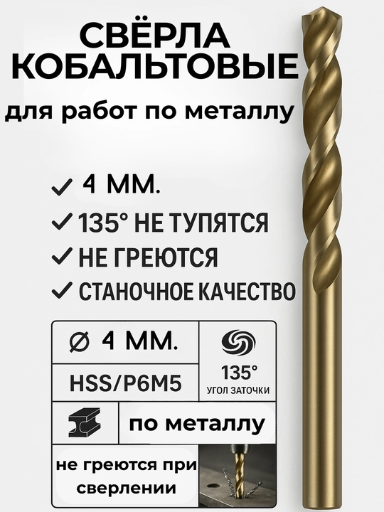 Кобальтовое сверло по металлу, профессиональное качество