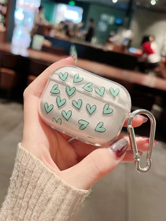 AirPods 1, 2 / Pro, 3, 4 simsiz quloqchinlar uchun g'ilof, yurak nashri bilan