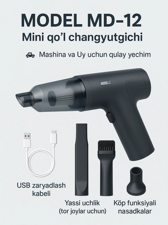 Qo‘l changyutgichi, avtomobil va uy uchun kuchli ixcham va ko‘p funksiyali yordamchi - 