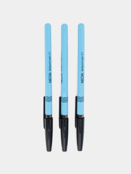 Sharikli ruchka Hatber NEON, ko'k, 0,7 mm, qopqoq va qisqichli, turli ranglar, 3 dona (7CB_50072)