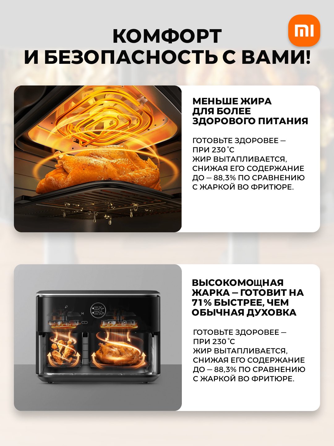 Xiaomi Smart Air Fryer 4.5, 5.5, 6.5, 10, 12L aqlli aerogril, Global qovurish pechi