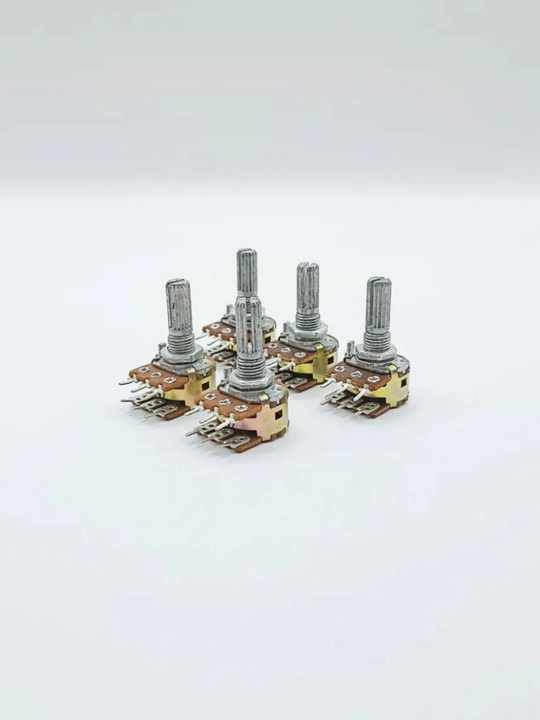 Потенциометр WH148-2 B1K 1кОм для пайки, 6pin, стерео, 5 шт