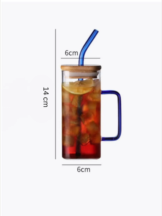 Qahva, issiq va sovuq ichimliklar uchun sovg‘a uchun qopqoqli shisha stakan krujka, 300 ml