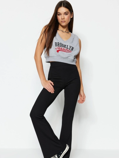 Женские спортивные брюки клёш с высокой посадкой, чёрные — TRENDY3-TY120-ЧЕРН-XL