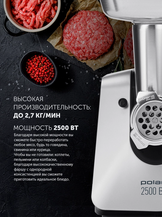 Go‘sht maydalagich PMG 2546 Qora/Kumush POLARIS CN