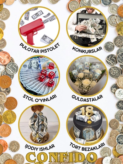 Suvenir pullar, so‘m kupyuralari, 50 ming, 100 mimg, 200 ming