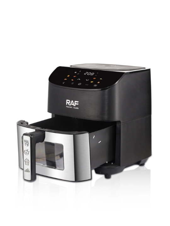 Aerogril RAF air fryer 5, 6.5, 8 litr, 1700 Vt, yog‘siz, oyna bilan, sensorli boshqaruv