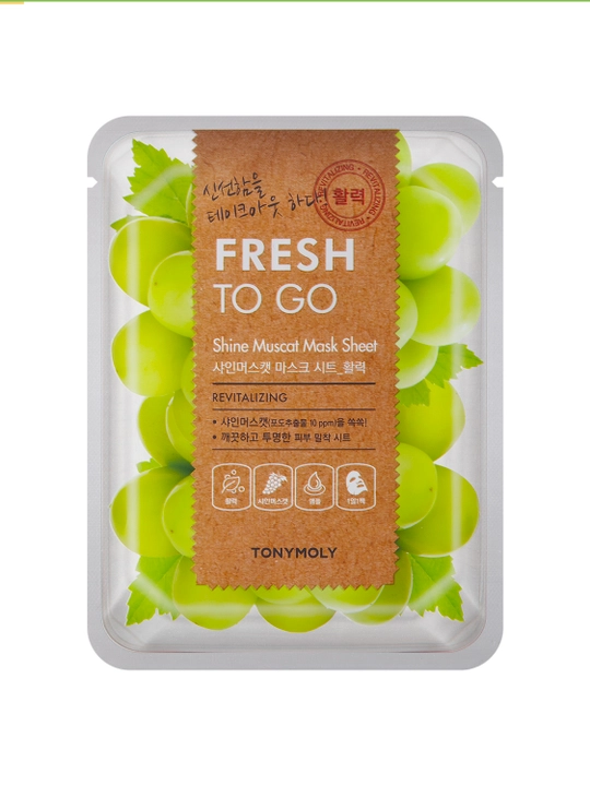 Matoli yuz niqobi TONY MOLY FRESH TO GO 25g, namlantirish, tekstura, Koreys parvarishi
