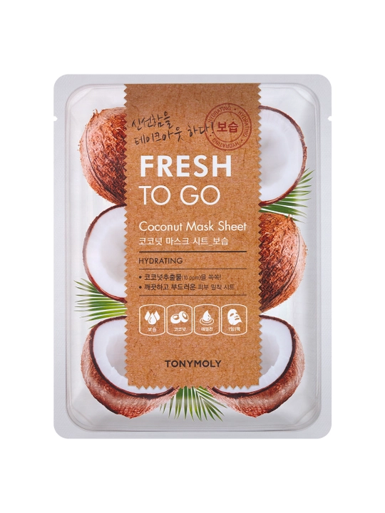 Matoli yuz niqobi TONY MOLY FRESH TO GO 25g, namlantirish, tekstura, Koreys parvarishi
