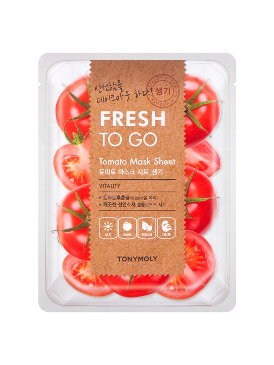 Matoli yuz niqobi TONY MOLY FRESH TO GO 25g, namlantirish, tekstura, Koreys parvarishi