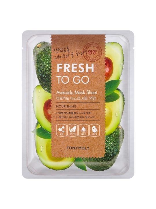 Matoli yuz niqobi TONY MOLY FRESH TO GO 25g, namlantirish, tekstura, Koreys parvarishi