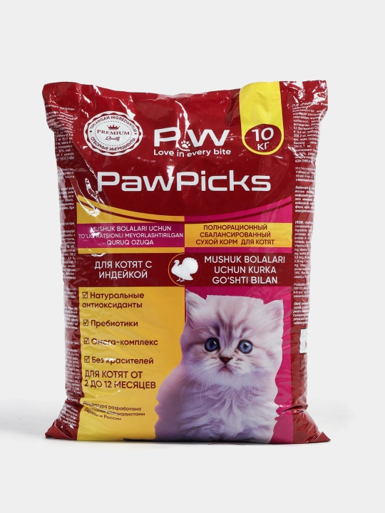Paw Picks сухой корм для котят с индейкой 10 кг