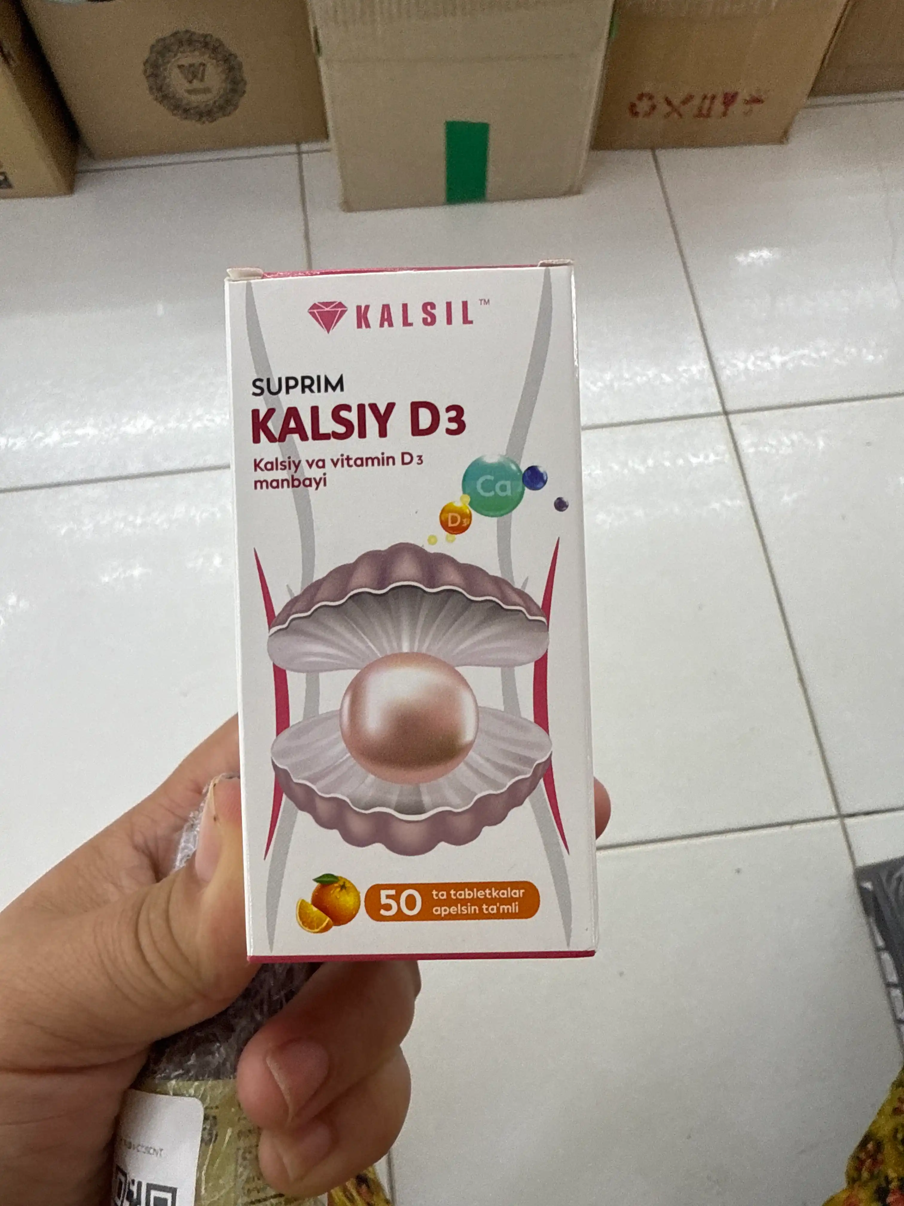 Suprim Kalsiy D3, apelsin ta'miga ega tabletkalar, kattalar va bolalar uchun, 50 dona