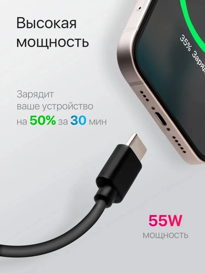 Type-C to Type-C kabel, 1 metr, tez zaryadlovchi, qora rang, kuchli himoy