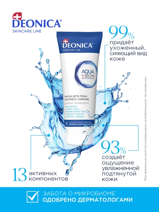 Увлажняющая маска для лица 5 в 1 Экспресс сияние с лифтинг эффектом Deonica Skincare line 75 мл